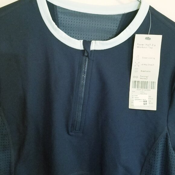 NWT Sweaty Betty Power Half Zip Workout Top - Navy Blue - Large - Picture 6 of 7